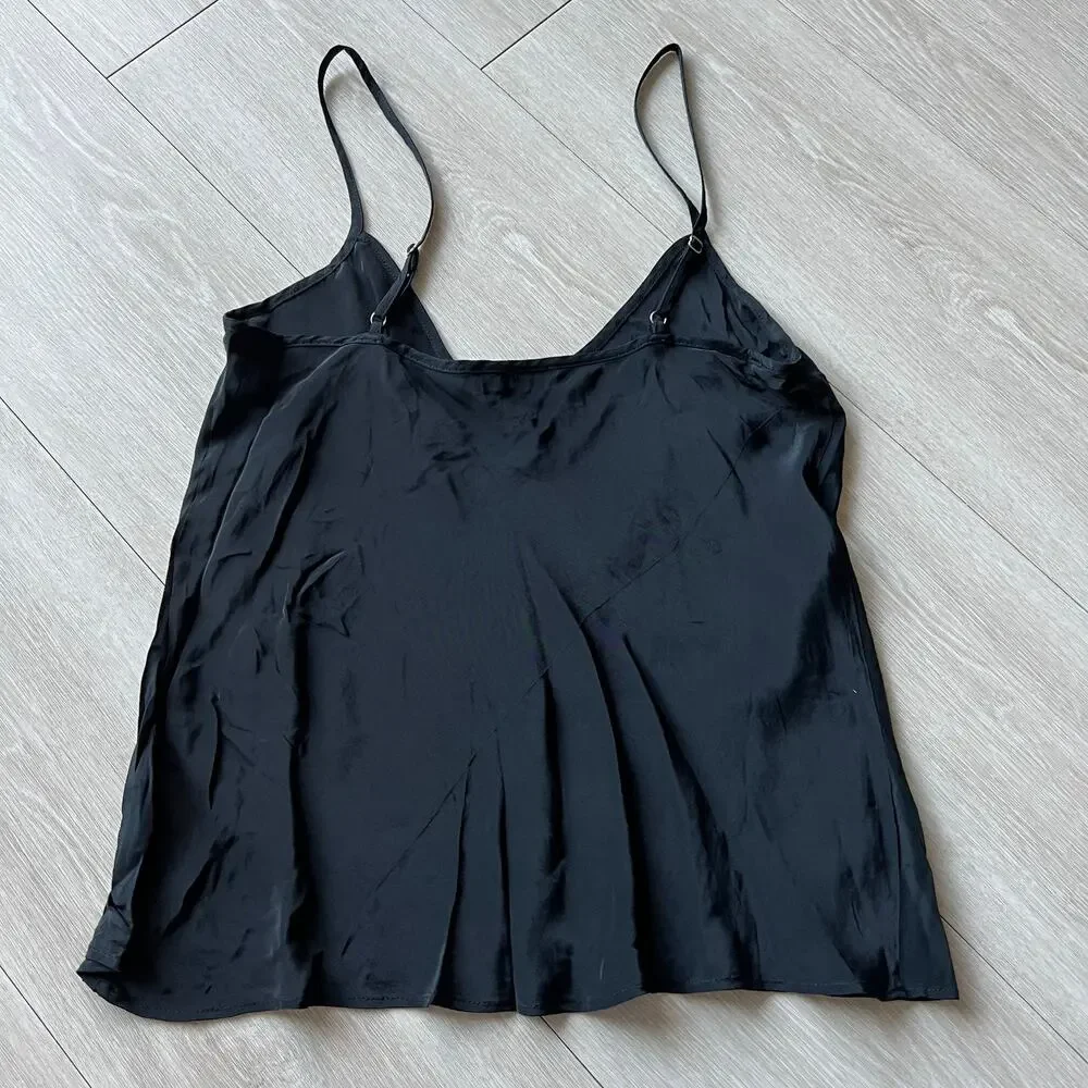 J Crew Ruffle Button Up Shirt In Crinkle Chiffon Womens Size 4 Sheer Black Flaws